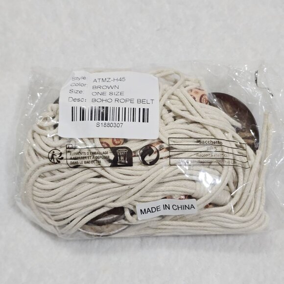 Boho Rope Belt w/ Beads & Coconut Shell Accents – Adjustable – One Size – NWT - Picture 5 of 5